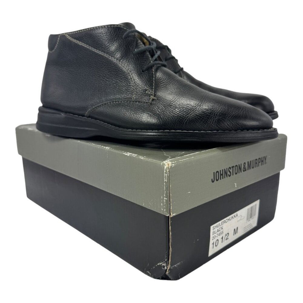 Johnston & Murphy Mens Shoes Sz 10.5 M Shuler Chukka Black Leather Boots Casual